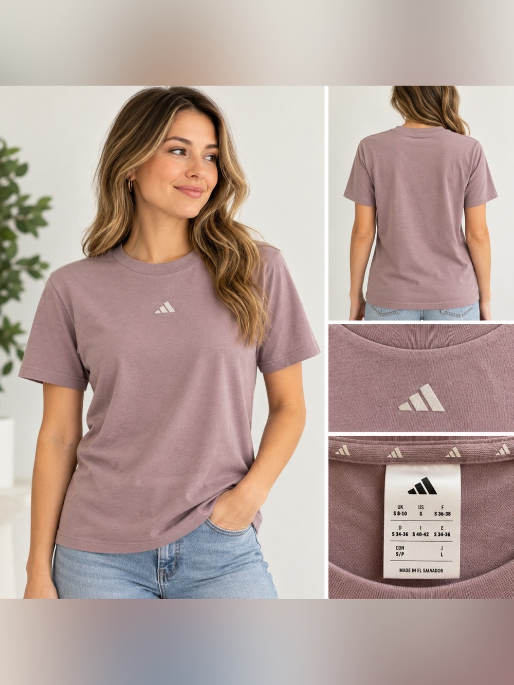 Adidas Women's Dusty Mauve Short Sleeve Logo Tee